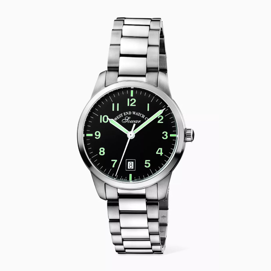 West End Everbright Quartz Stainless Steel Gents 38mm Watch Black Dial