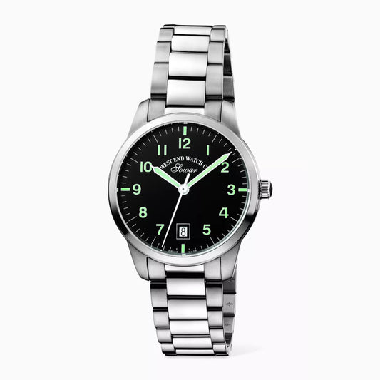 West End Everbright Quartz Stainless Steel Gents 38mm Watch Black Dial