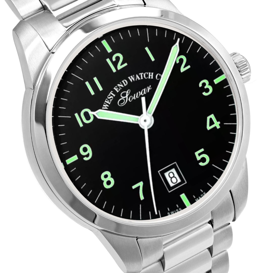 West End Everbright Quartz Stainless Steel Gents 38mm Watch Black Dial