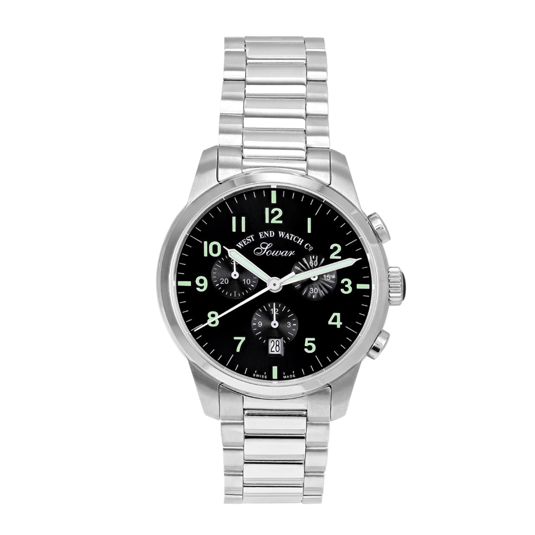 West End Everbright Chronoraph Quartz Stainless Steel Gents 40mm Watch Black Dial