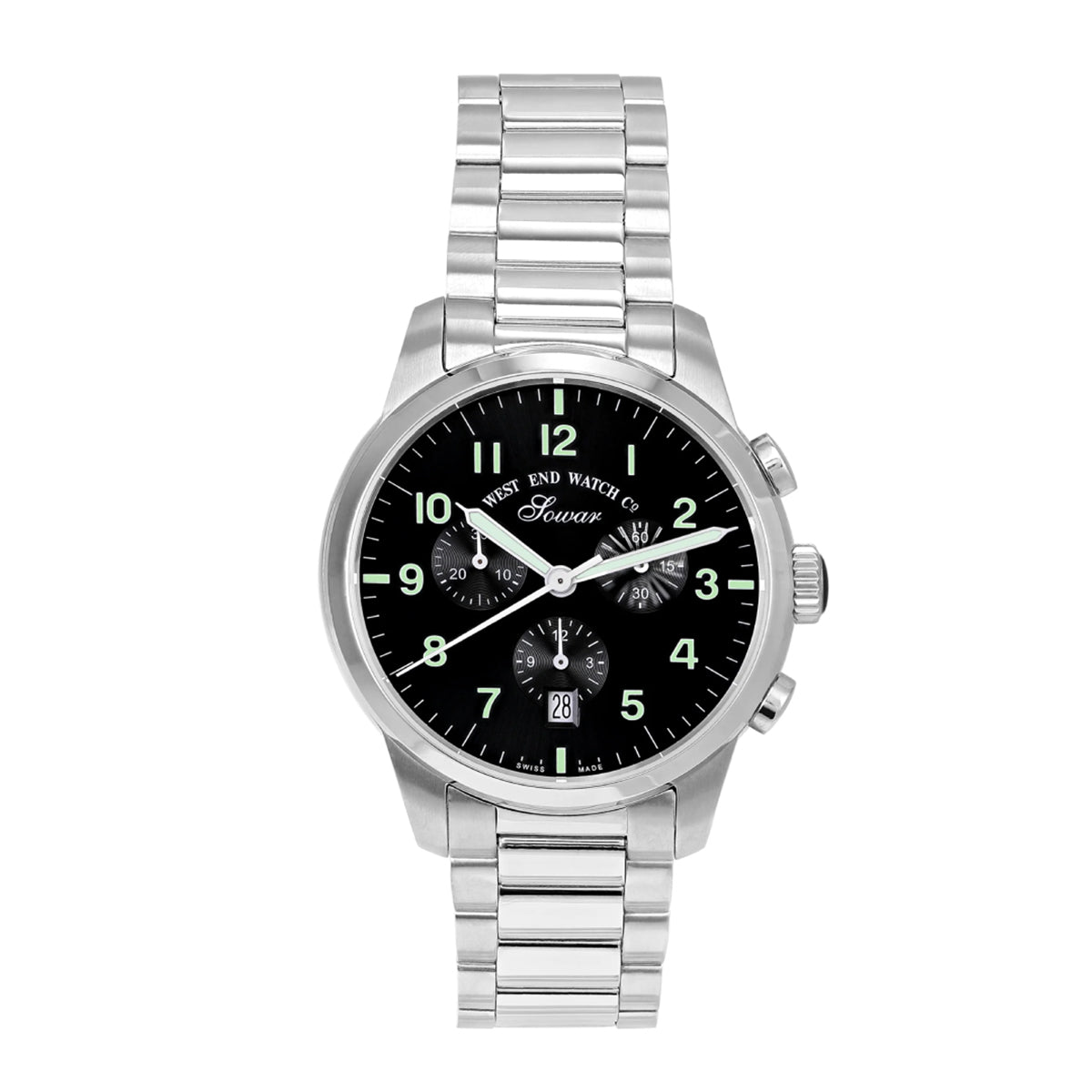 West End Everbright Chronograph Quartz Stainless Steel Gents 40mm Watch Black Dial