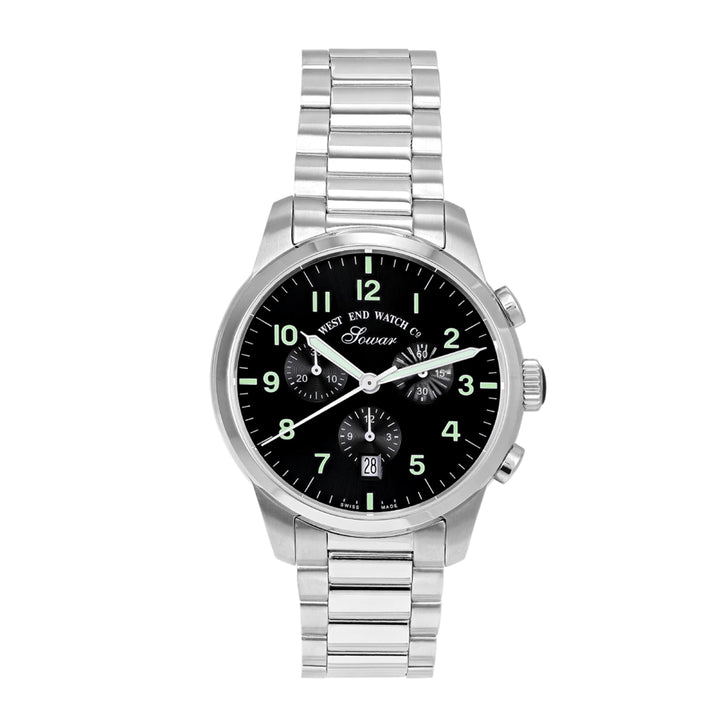 West End Everbright Chronoraph Quartz Stainless Steel Gents 40mm Watch Black Dial