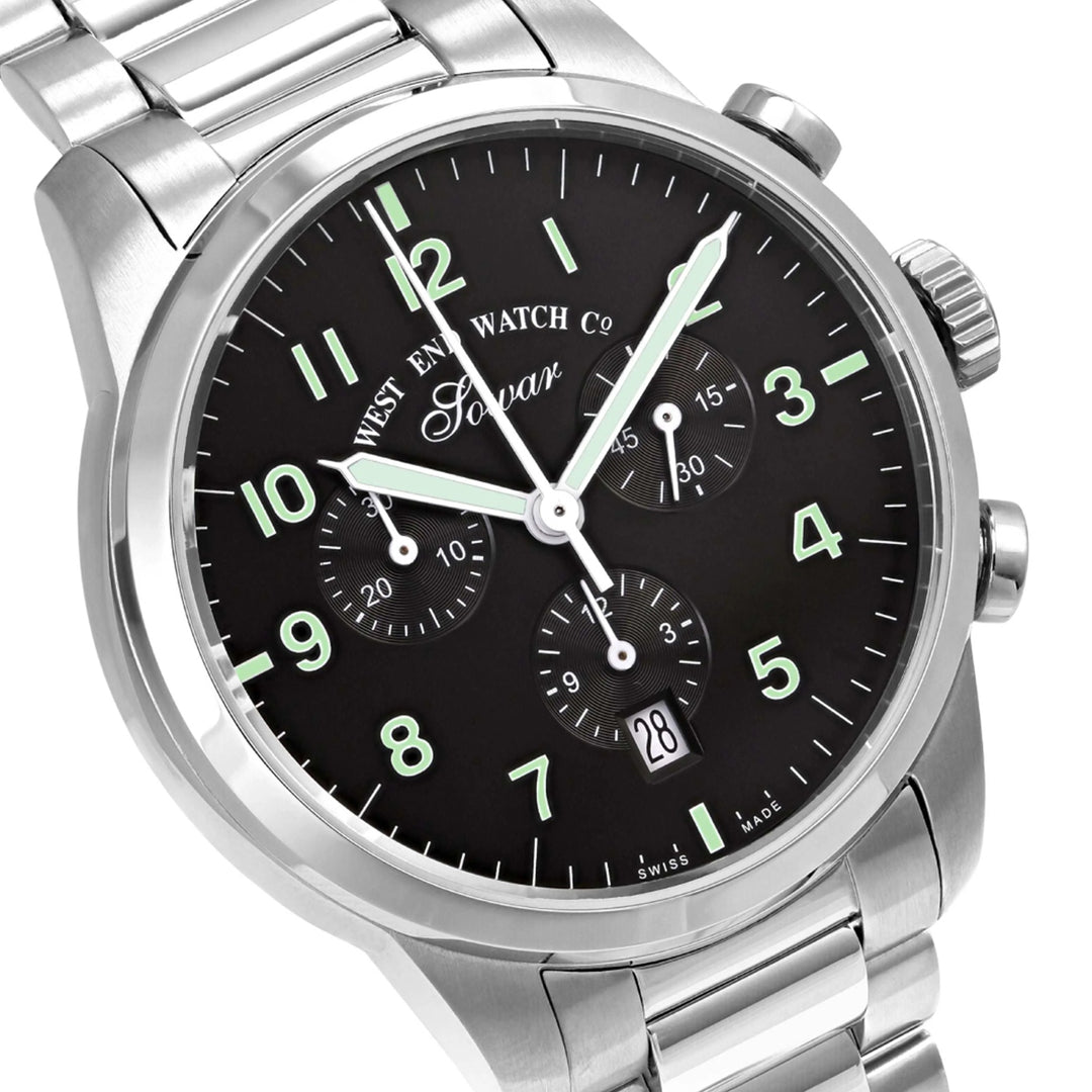 West End Everbright Chronoraph Quartz Stainless Steel Gents 40mm Watch Black Dial