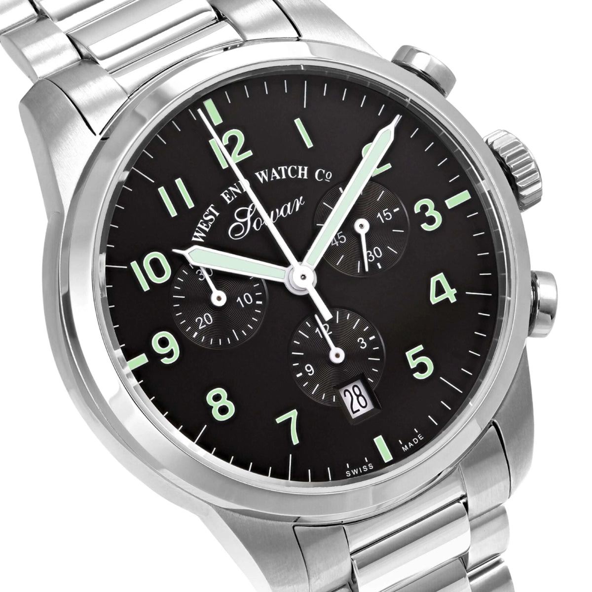 West End Everbright Chronograph Quartz Stainless Steel Gents 40mm Watch Black Dial - W8091103307W