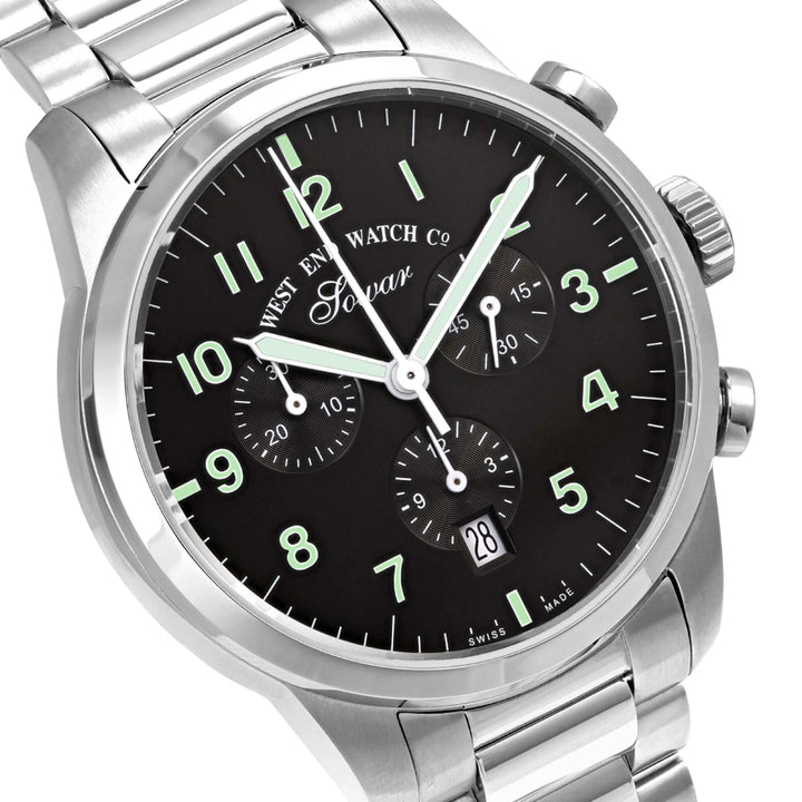West End Everbright Chronoraph Quartz Stainless Steel Gents 40mm Watch Black Dial