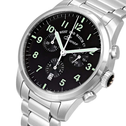 West End Everbright Chronograph Quartz Stainless Steel Gents 40mm Watch Black Dial - W8091103307W