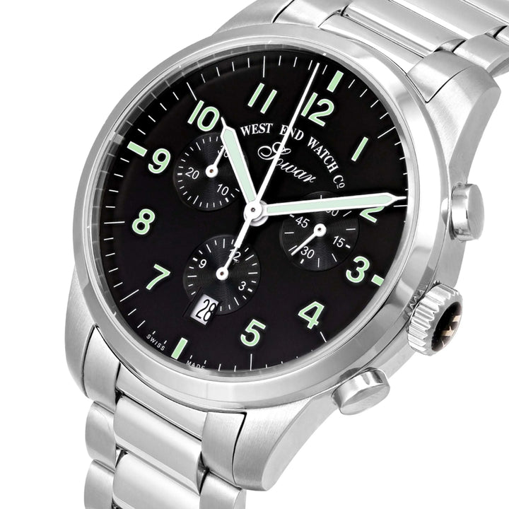 West End Everbright Chronoraph Quartz Stainless Steel Gents 40mm Watch Black Dial