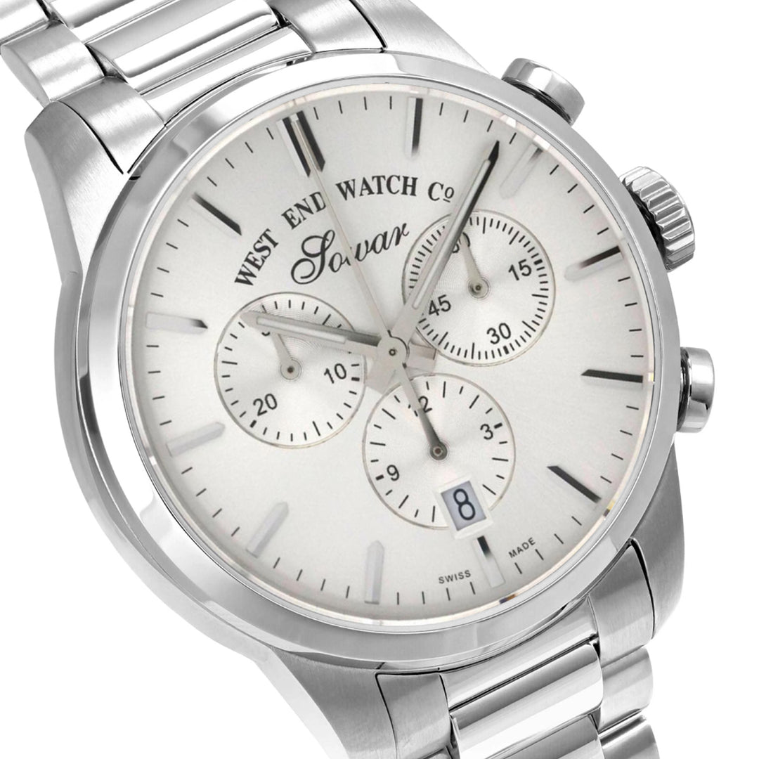 West End Everbright Chronoraph Quartz Stainless Steel Gents 40mm Watch Silver Dial