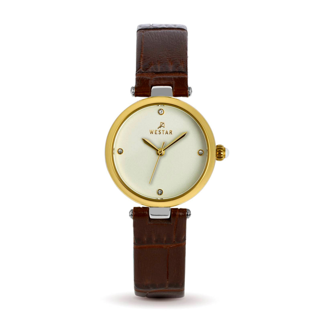 Westar Ornate Ladies Light Champagne Dial 26.5 mm Quartz Watch