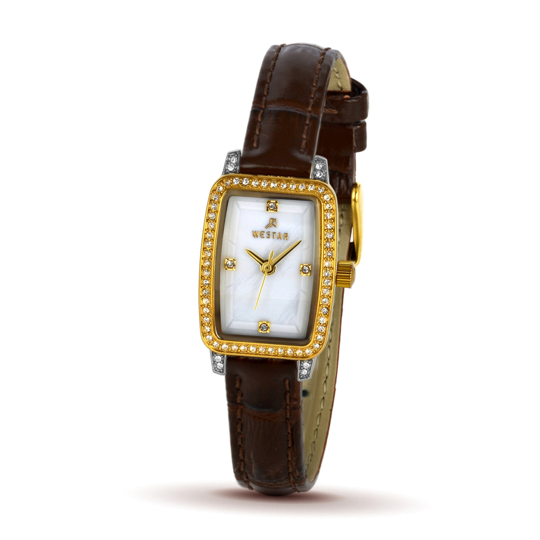 Westar Ornate Ladies MOP White Dial 19x25 mm Quartz Watch