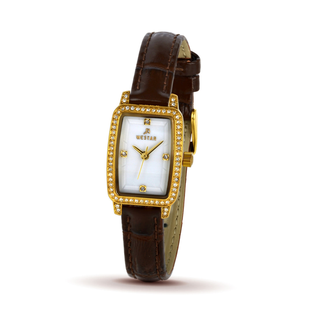 Westar Ornate Ladies MOP White Dial 19x25 mm Quartz Watch