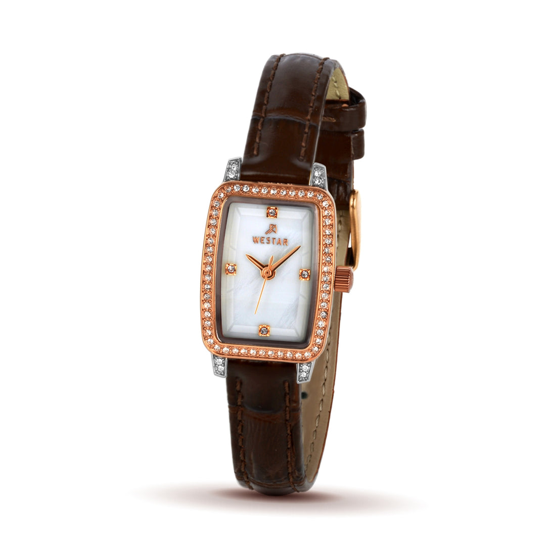 Westar Ornate Ladies MOP White Dial 19x25 mm Quartz Watch