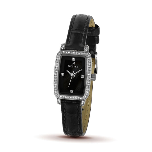 Westar Ornate Ladies Mop Black Dial 19x25 mm Quartz Watch