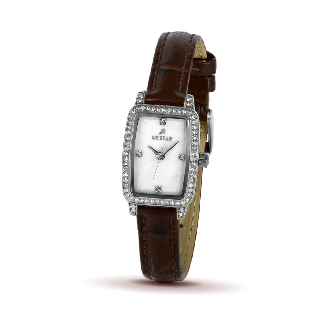 Westar Ornate Ladies MOP White Dial 19x25 mm Quartz Watch