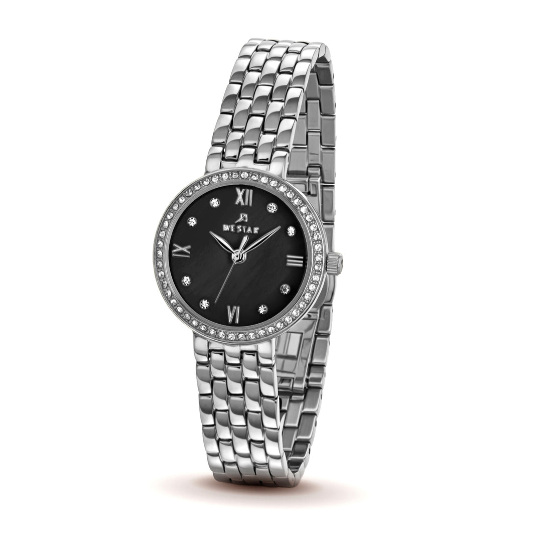 Westar Ornate Ladies Mop Black Dial 26 mm Quartz Watch