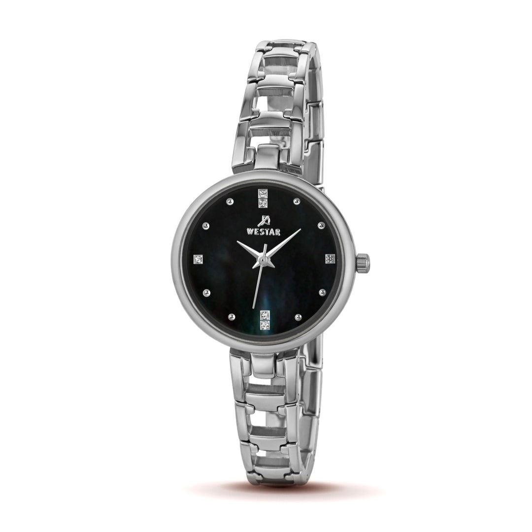 Westar Ornate Ladies Black Dial 28 mm Quartz Watch