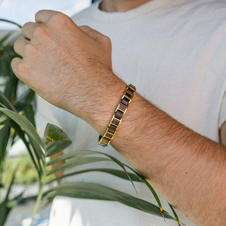 WOODWATCH FUSION LEADWOOD & GOLD BRACELET