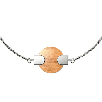 سوار وود ووتش النسائي بتعليقة دائرية من خشب الكرز والفضة