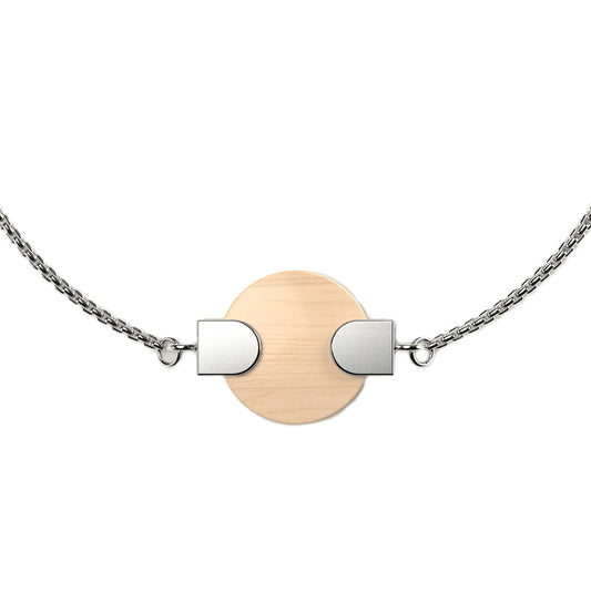 Woodwatch Women's Bracelet in Circular Maple Charm and Silver