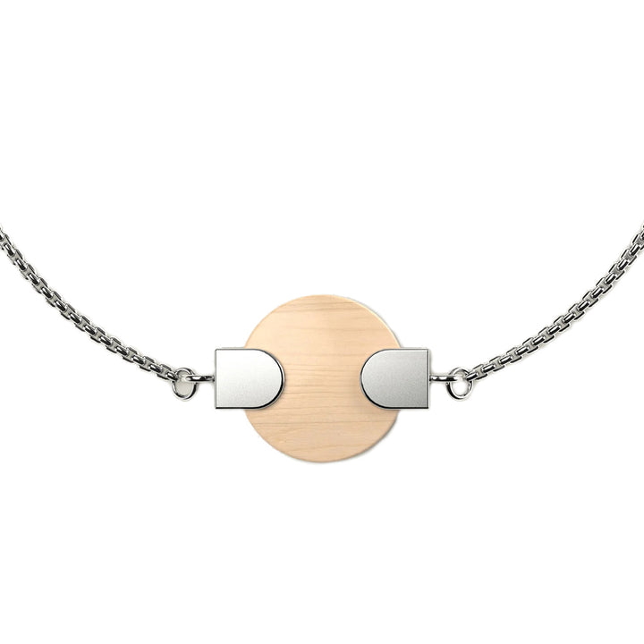 WOODWATCH WOMEN'S BRACELET IN CIRCULAR MAPLE CHARM AND SILVER