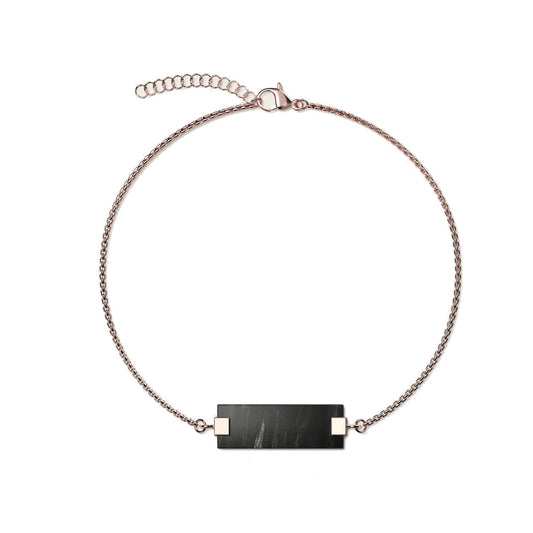 Woodwatch Women's Bracelet in Black Marble Bar Charm and R.GOLD