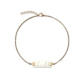 Woodwatch Women's Bracelet in White Marble Bar Charm and Gold