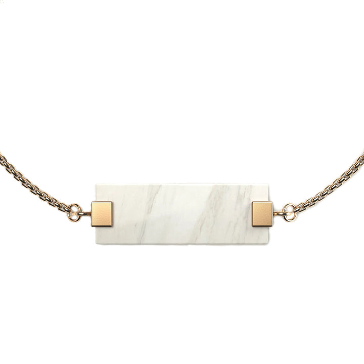 WOODWATCH WOMEN'S BRACELET IN WHITE MARBLE BAR CHARM AND GOLD