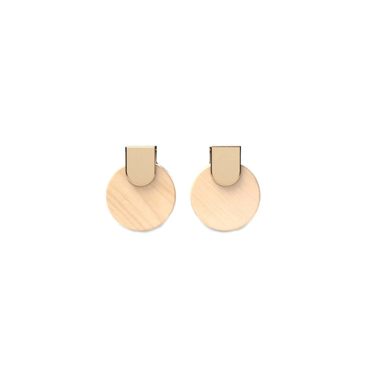 Woodwatch Women's Earrings in Round Maple and Gold