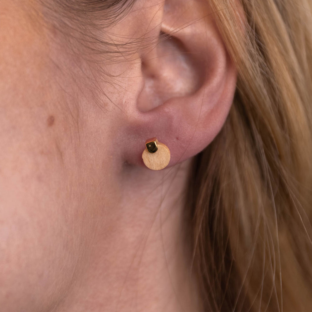 WOODWATCH WOMEN'S EARRINGS IN ROUND MAPLE AND GOLD