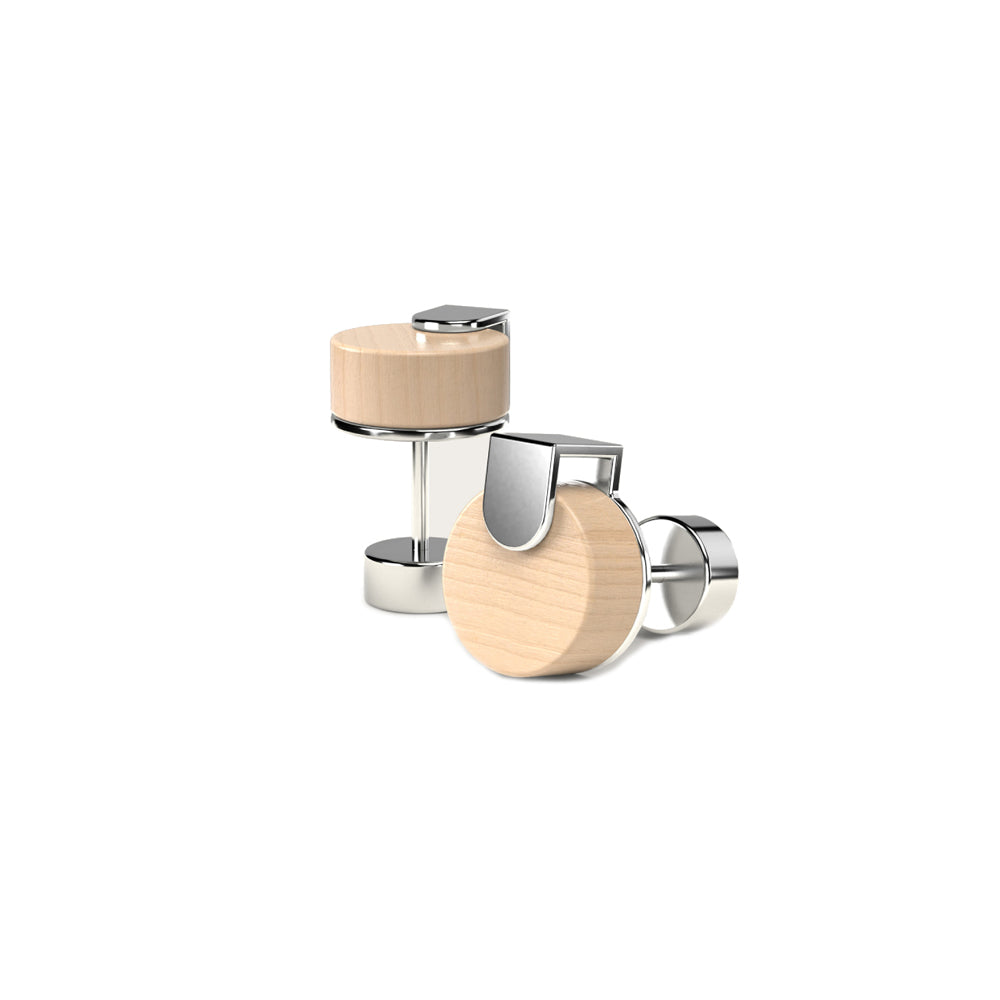 Woodwatch Women's Earrings in Round Maple and Silver - WW-WACC-ERMS