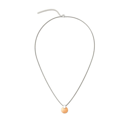 Woodwatch Women's Necklace in Circular Cherry Pendant and Silver