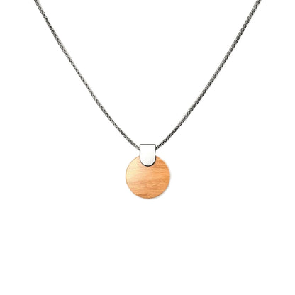 Woodwatch Women's Necklace in Circular Cherry Pendant and Silver