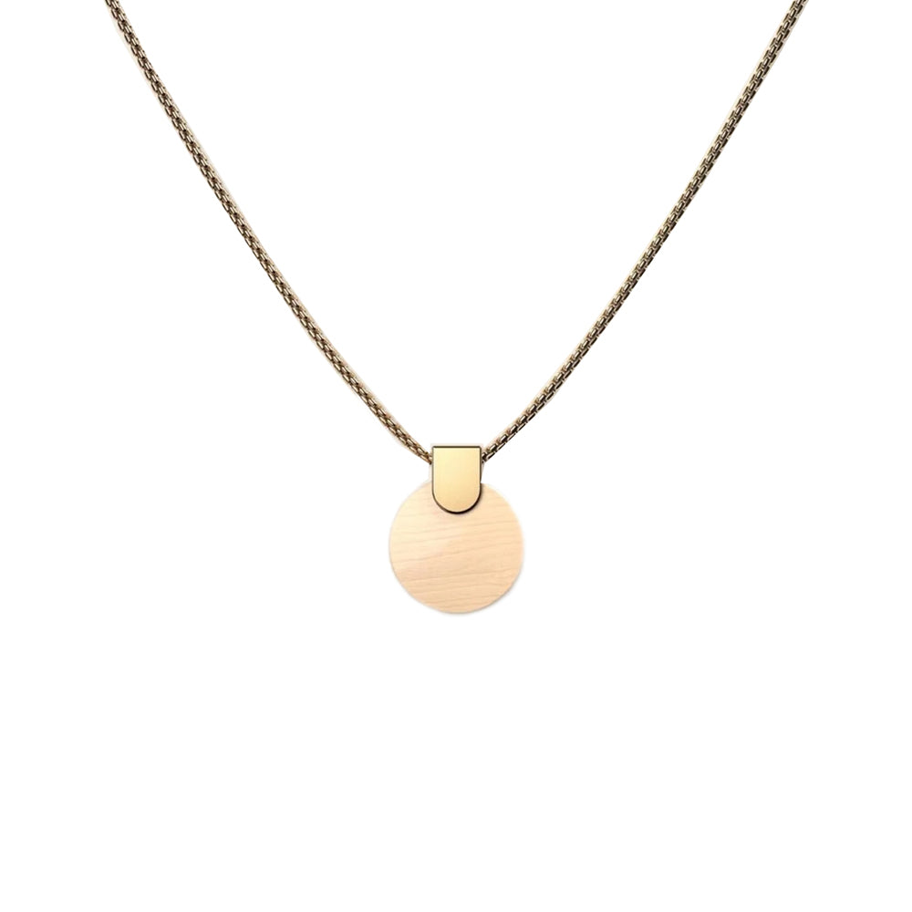 WOODWATCH WOMEN'S NECKLACE IN CIRCULAR MAPLE PENDANT AND GOLD