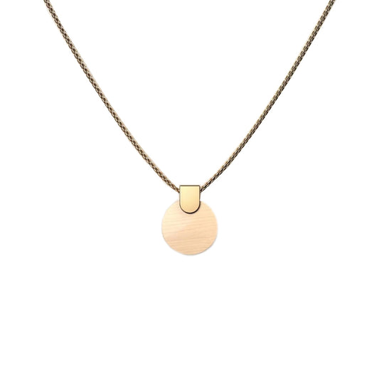 Woodwatch Women's Necklace in Circular Maple Pendant and Gold