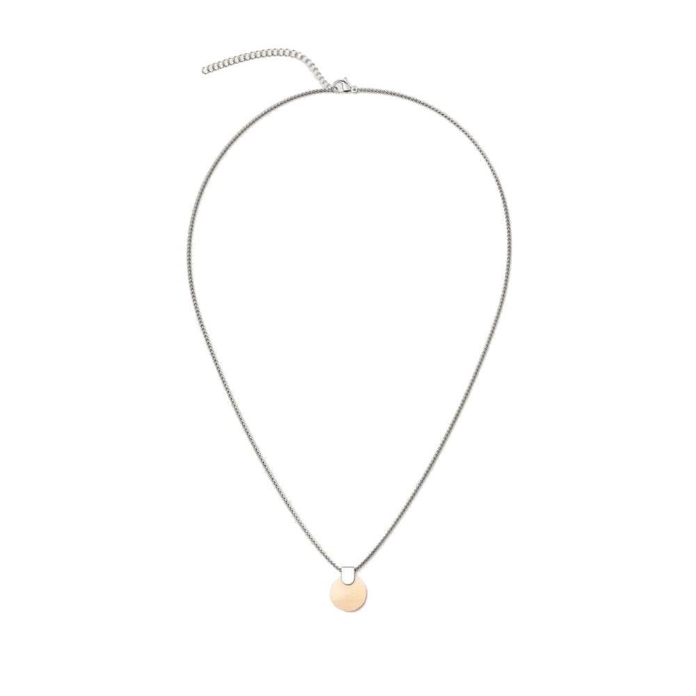 Woodwatch Women's Necklace in Circular Maple Pendant and Silver