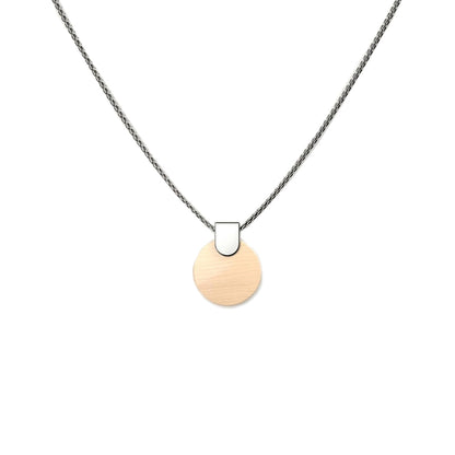 Woodwatch Women's Necklace in Circular Maple Pendant and Silver