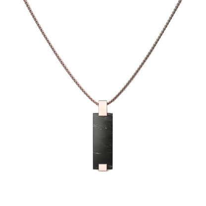 Woodwatch Women's Bracelet in Black Marble Bar Pendant and R.GOLD
