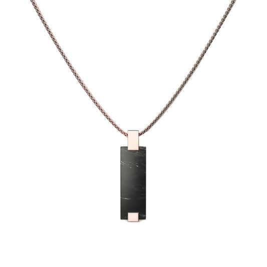 Woodwatch Women's Bracelet in Black Marble Bar Pendant and R.GOLD