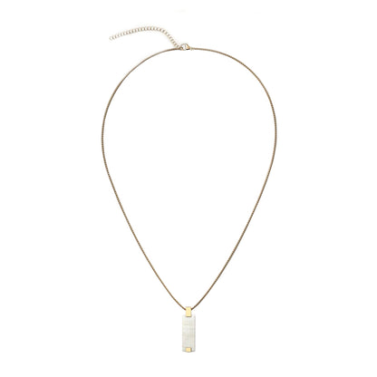 Woodwatch Women's Necklace in White Marble Bar Pendant and Gold