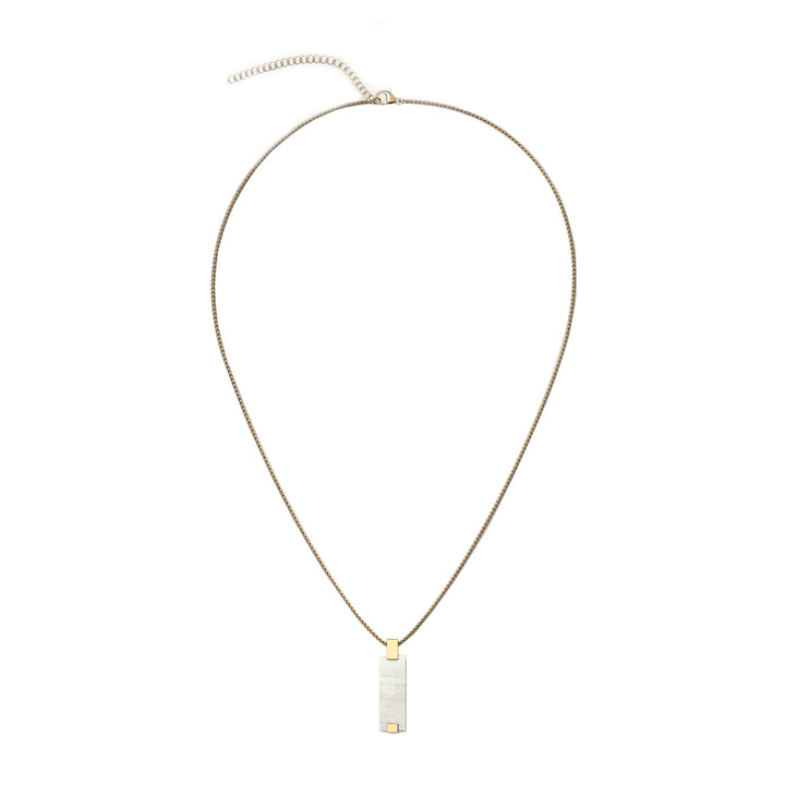 WOODWATCH WOMEN'S NECKLACE IN WHITE MARBLE BAR PENDANT AND GOLD