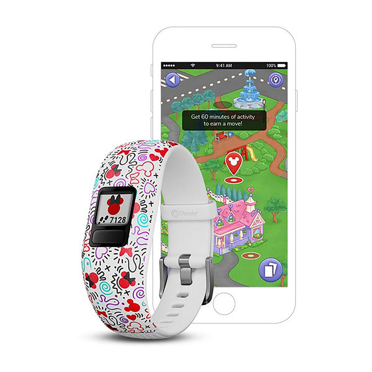 سوار سيليكون بتصميم ميني ماوس لساعة Garmin Vivofit Jr. 2 مع شاشة ملونة بالكامل