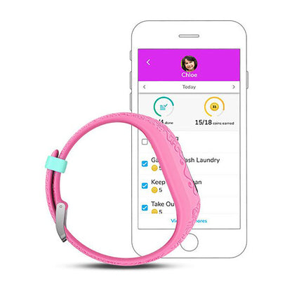 ساعة Garmin Vivofit Jr. 2 بحزام سيليكون يحمل أيقونات شخصيات أميرات وشاشة ملونة بالكامل