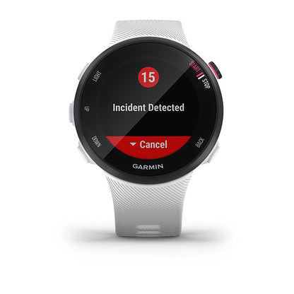 ساعة Garmin Forerunner 45S بسوار سيليكون أبيض وشاشة ملونة بالكامل
