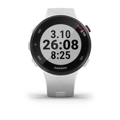 ساعة Garmin Forerunner 45S بسوار سيليكون أبيض وشاشة ملونة بالكامل
