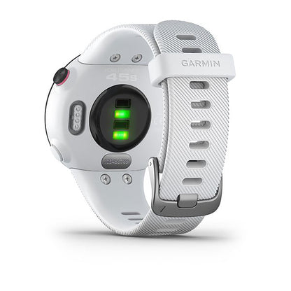 ساعة Garmin Forerunner 45S بسوار سيليكون أبيض وشاشة ملونة بالكامل
