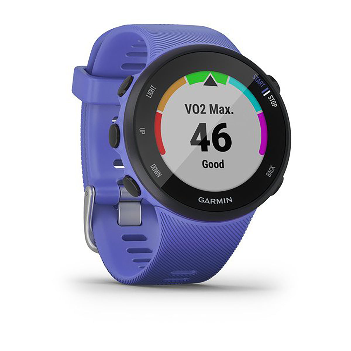 ساعة Garmin Forerunner 45S بسوار سيليكون باللون الأيرلندي وشاشة ملونة بالكامل