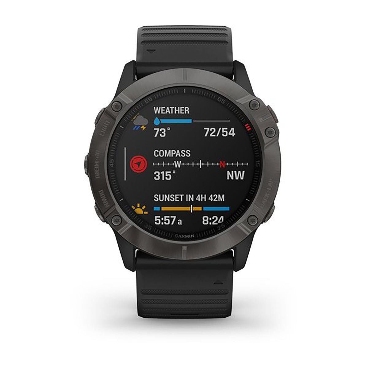 ساعة Garmin Fenix 6X Pro وSapphire Edition بسوار سيليكون أسود وشاشة ملونة بالكامل