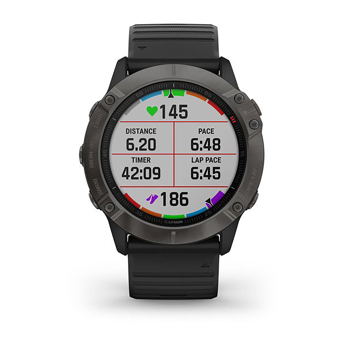 ساعة Garmin Fenix 6X Pro وSapphire Edition بسوار سيليكون أسود وشاشة ملونة بالكامل