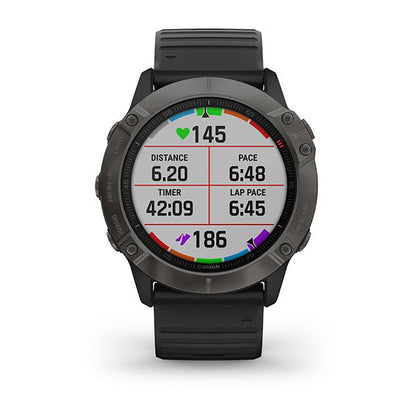 ساعة Garmin Fenix 6X Pro وSapphire Edition بسوار سيليكون أسود وشاشة ملونة بالكامل