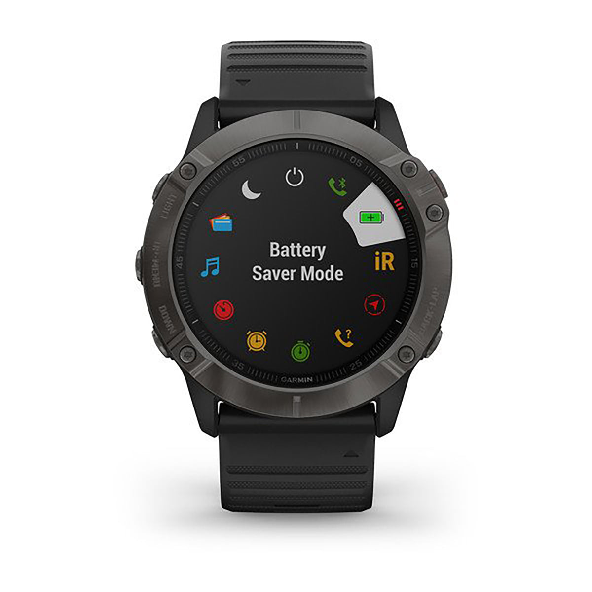ساعة Garmin Fenix 6X Pro وSapphire Edition بسوار سيليكون أسود وشاشة ملونة بالكامل